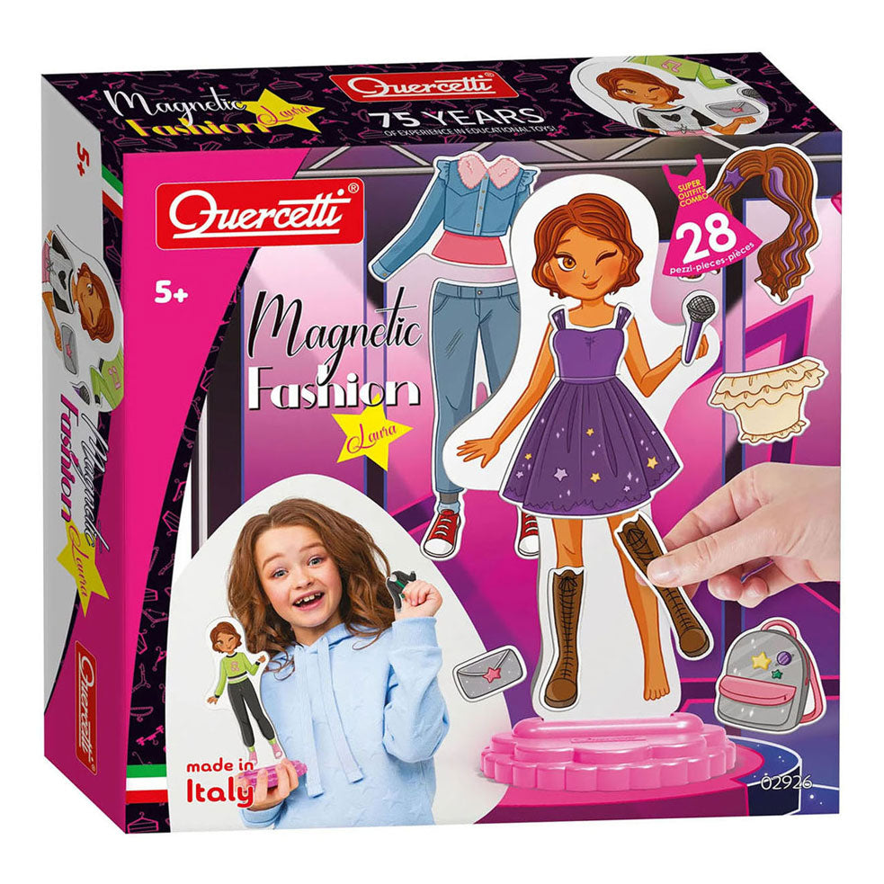 Quercetti magnetische Mode-Anziehpuppe Laura – 28-tlg.