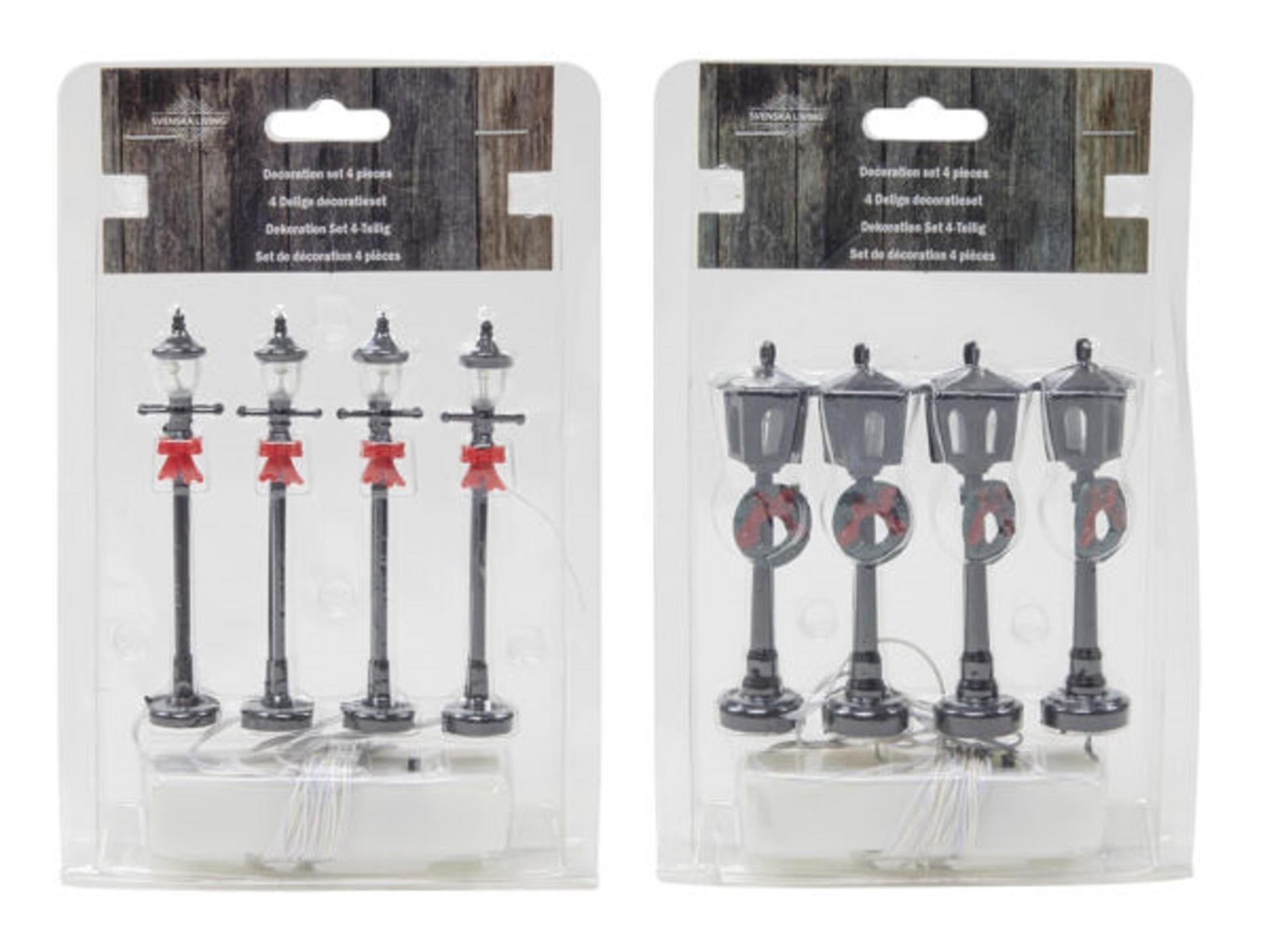 Svenska Wohnlaternen-Set für Weihnachtsdorf 4-teilig 10cm