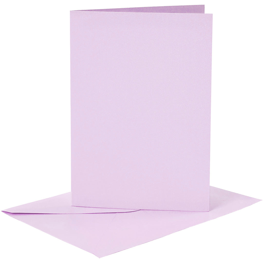 Creativ-Firmenkarten und Umschläge, Kartengröße 10,5 x 15 cm, Umschlaggröße 11,5 x 16,5 cm, 120+210 g, hellviolett, 6er-Set 1 Box