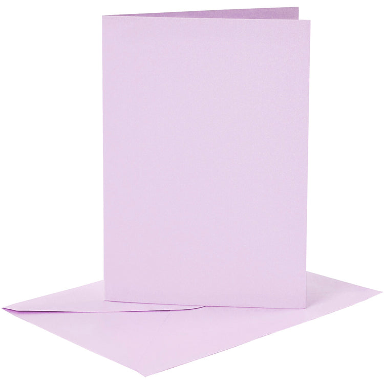Creativ-Firmenkarten und Umschläge, Kartengröße 10,5 x 15 cm, Umschlaggröße 11,5 x 16,5 cm, 120+210 g, hellviolett, 6er-Set 1 Box