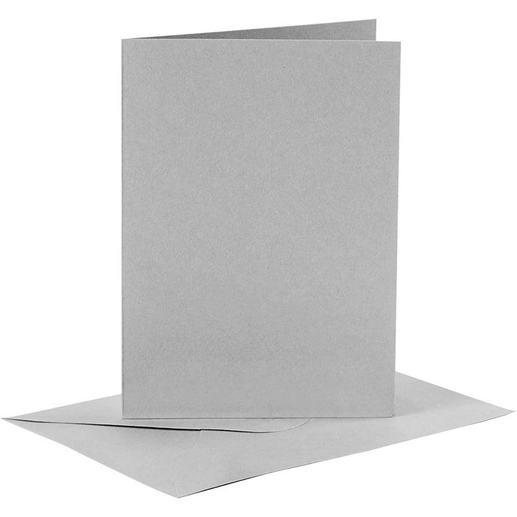 Creativ-Firmenkarten und Umschläge, Kartengröße 10,5 x 15 cm, Umschlaggröße 11,5 x 16,5 cm, 120+210 g, grau, 6 Set 1 Box
