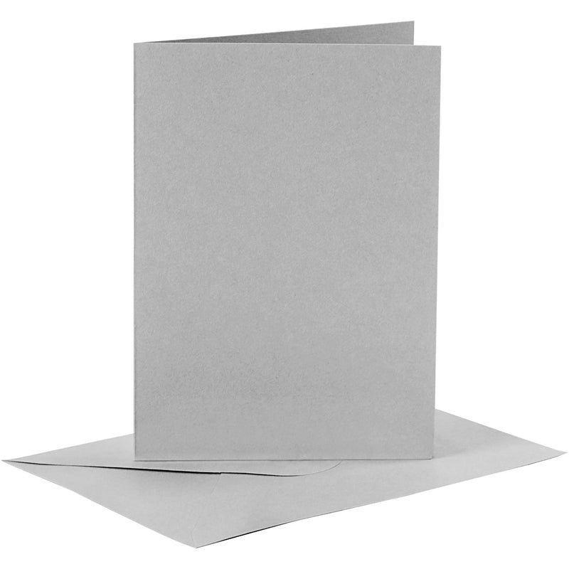 Creativ-Firmenkarten und Umschläge, Kartengröße 10,5 x 15 cm, Umschlaggröße 11,5 x 16,5 cm, 120+210 g, grau, 6 Set 1 Box
