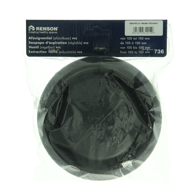 Renson 1068945 – eingebautes Entnahmeventil PVC 736 (Durchmesser 125) Str 9005 (schwarz) | 2 Stk