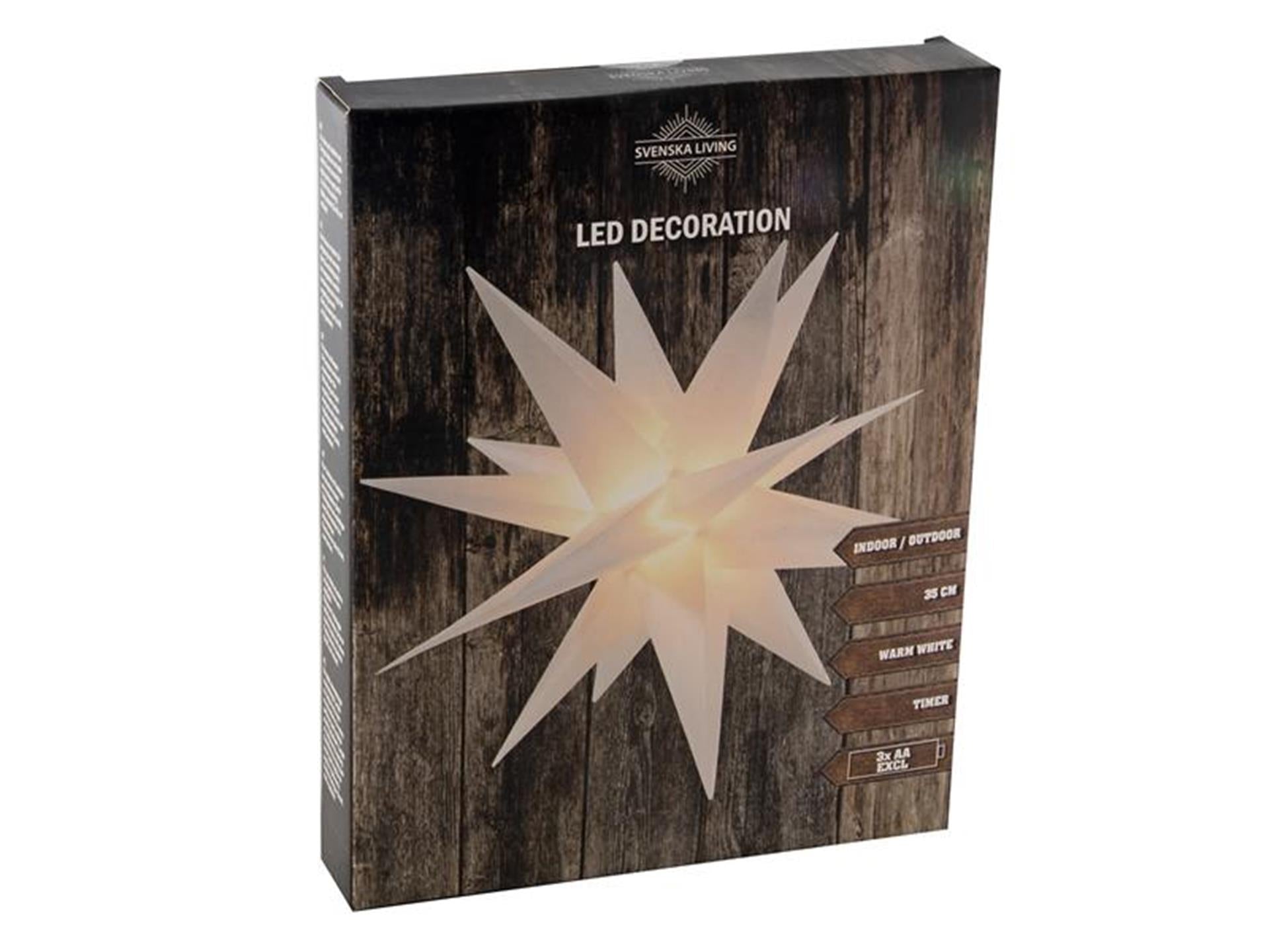 Svenska Living Star Kunststoff 35cm weiß 4x warmer Timer