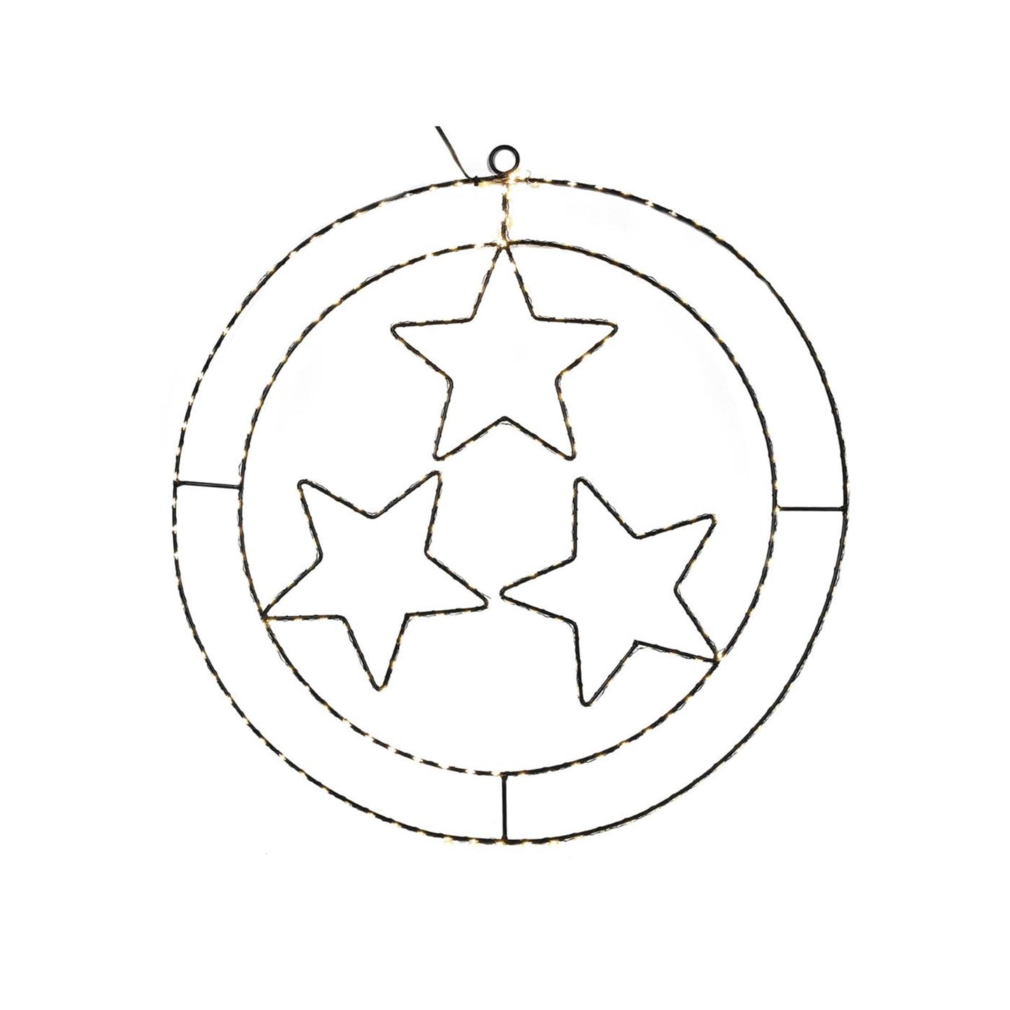 Svenska Living LED Weihnachtsanhänger Ring Sterne schwarz 50cm