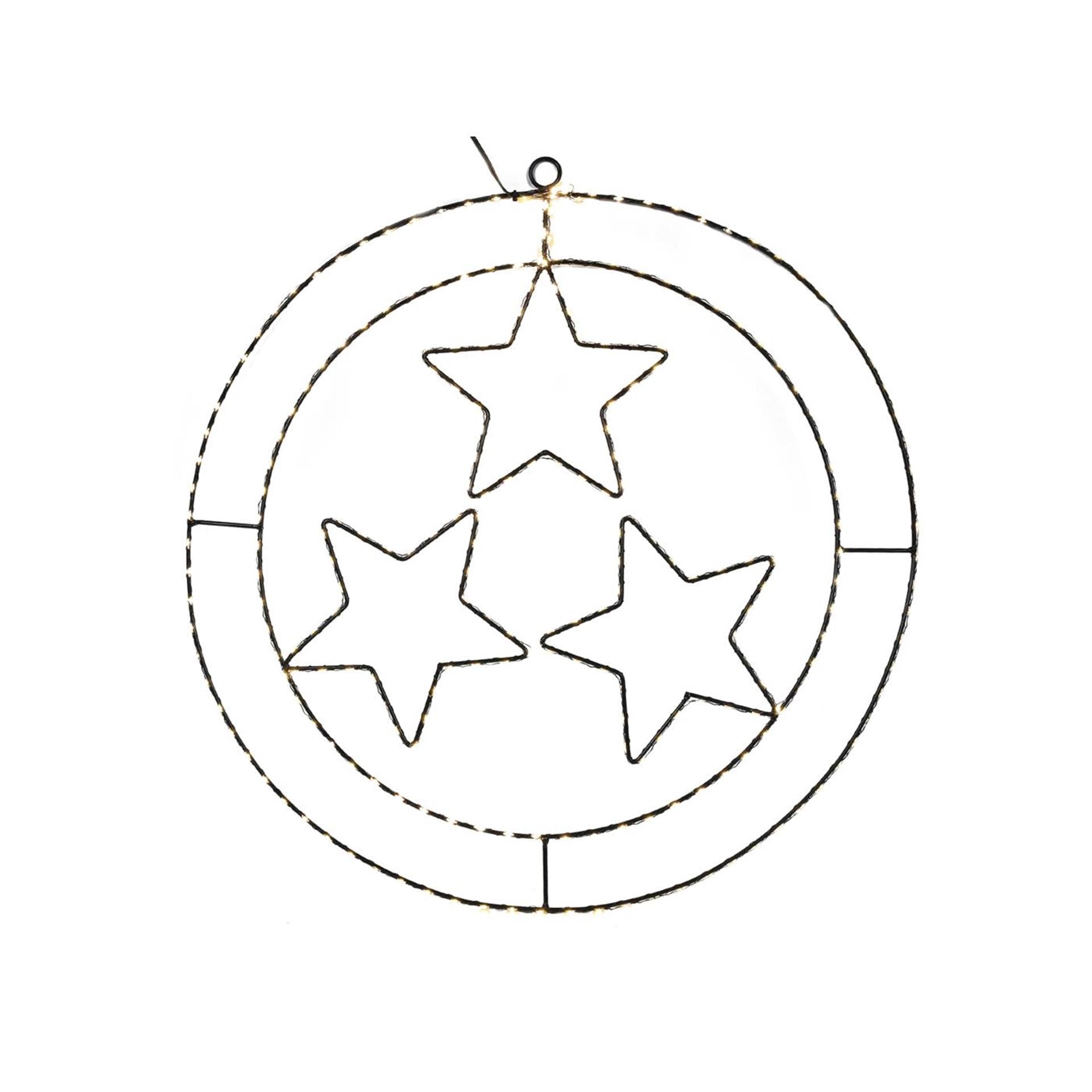Svenska Living LED Weihnachtsanhänger Ring Sterne schwarz 50cm
