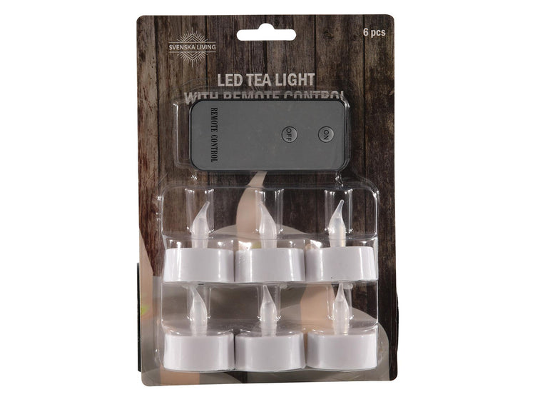 Svenska Living LED-Teelichterkarte mit 6 Stück + Fernbedienung