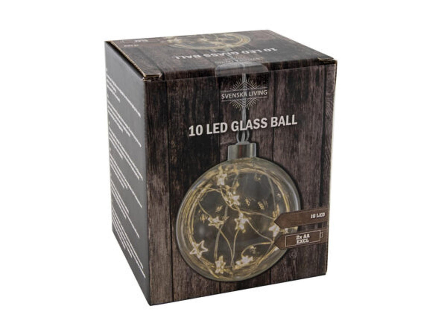 Svenska lebende Glaskugel 10cm mit Drahtstern 10led 2xaa