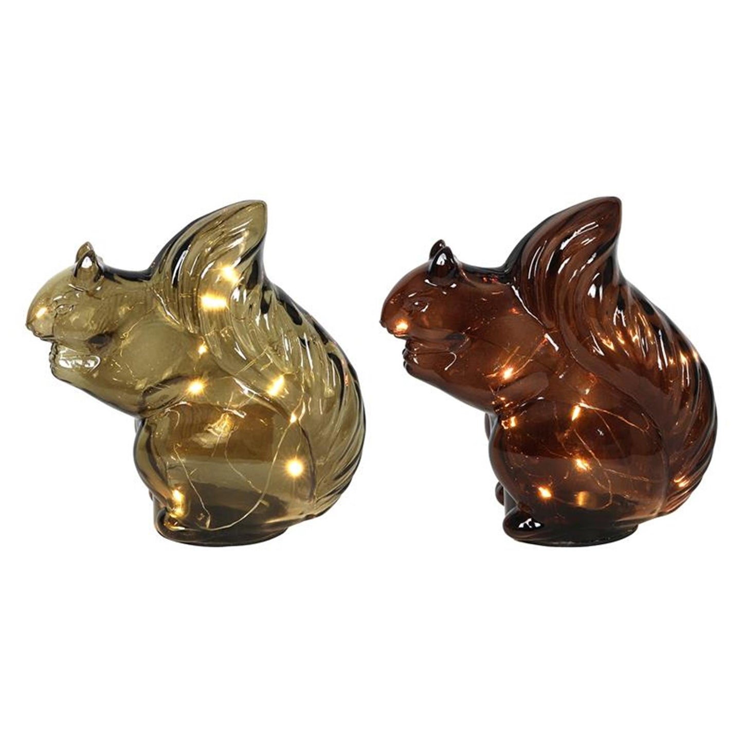 Svenska lebende Statue Glas Eichhörnchen 16cm LED braun