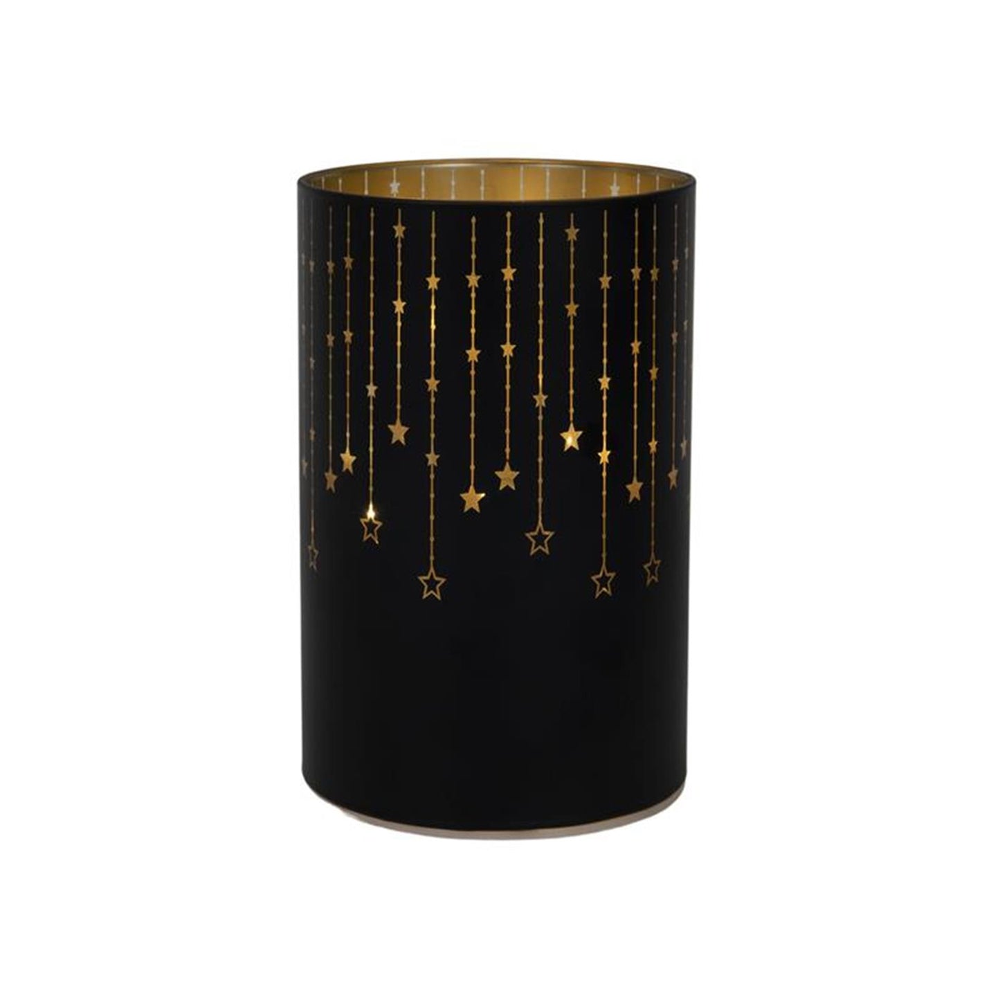 Svenska Wohnzylinder Glas 14cm LED schwarz 3xaa Timer