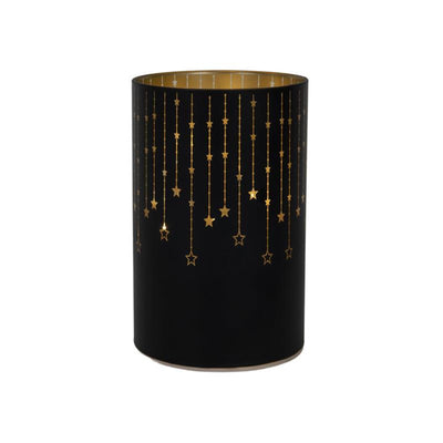 Svenska Wohnzylinder Glas 14cm LED schwarz 3xaa Timer