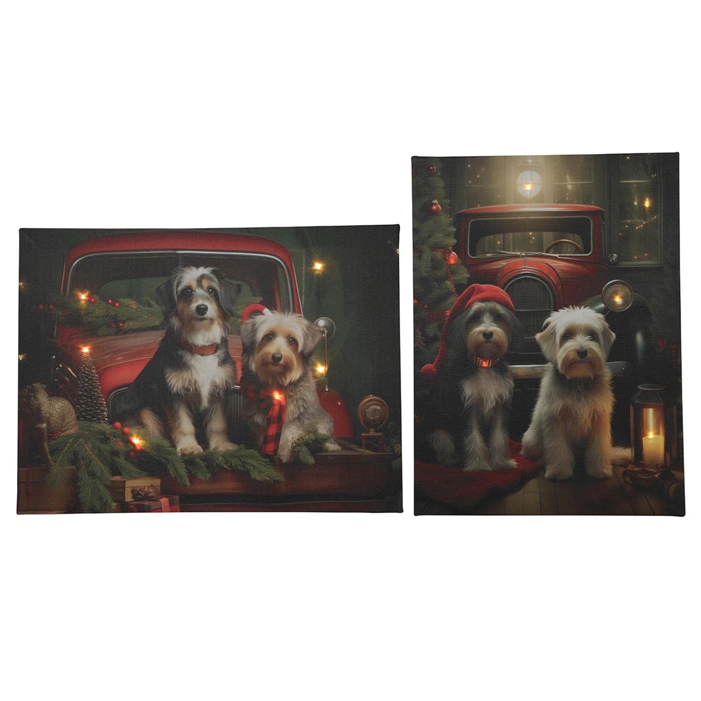 Svenska Living LED Weihnachtsleinwand Hunde 2xaa 30x40cm