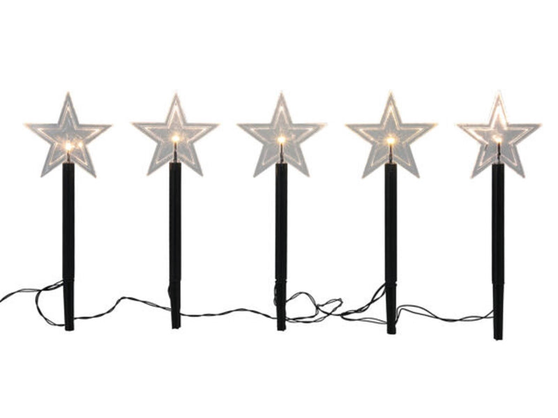 Svenska Living Gartenstecker-Set 5-teilig LED-Stern + Timer