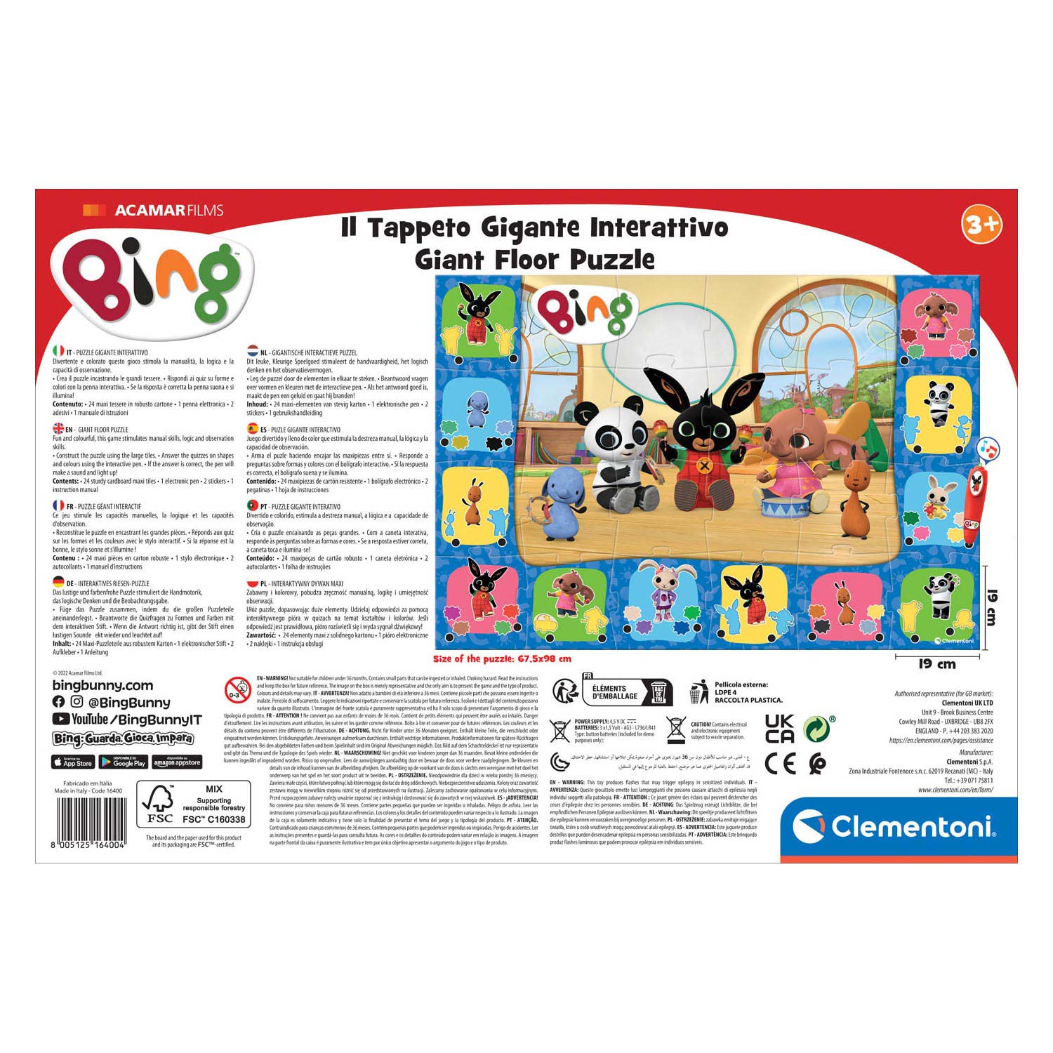 Clementoni Bodenpuzzle Großes interaktives Bing