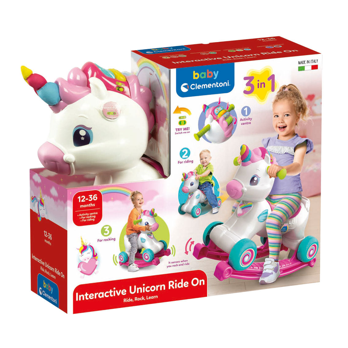 Clementoni Baby - Einhorn rockiger Pferd 3in1