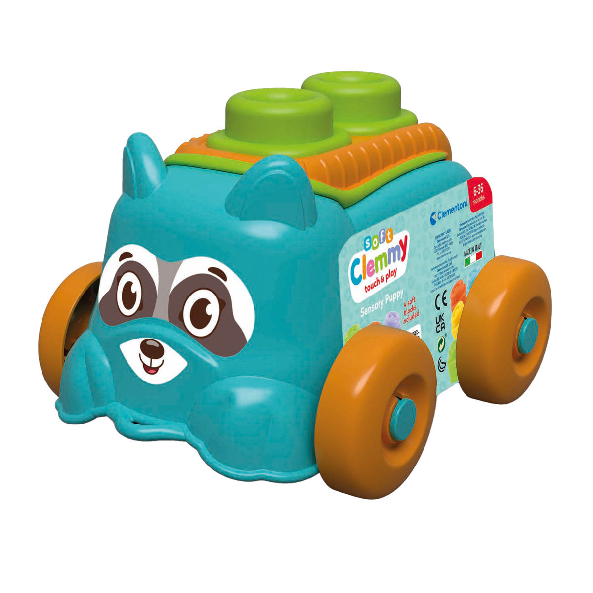 Clementoni Baby - Clemmy Sensory Welpenblau mit weichen Blöcken, 5dlg.