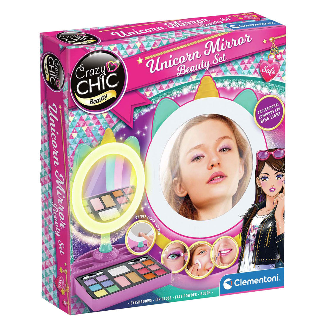 Clementoni Crazy Chic - Unicorn Spiegel mit LED -Ringlicht