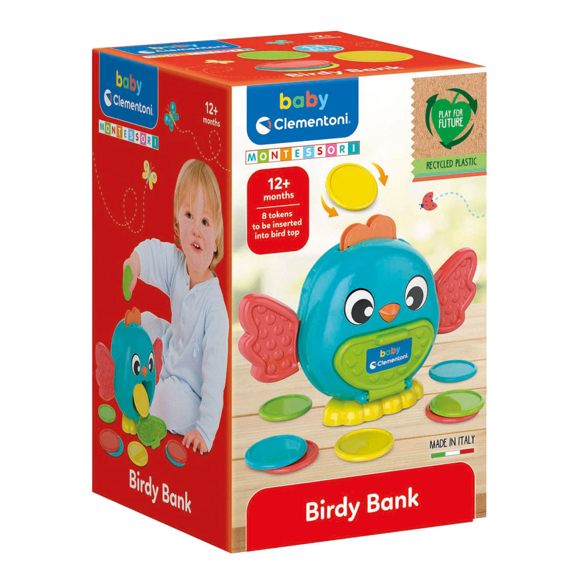 Clementoni Baby Vogel Bank mit Münzen, 9dlg.