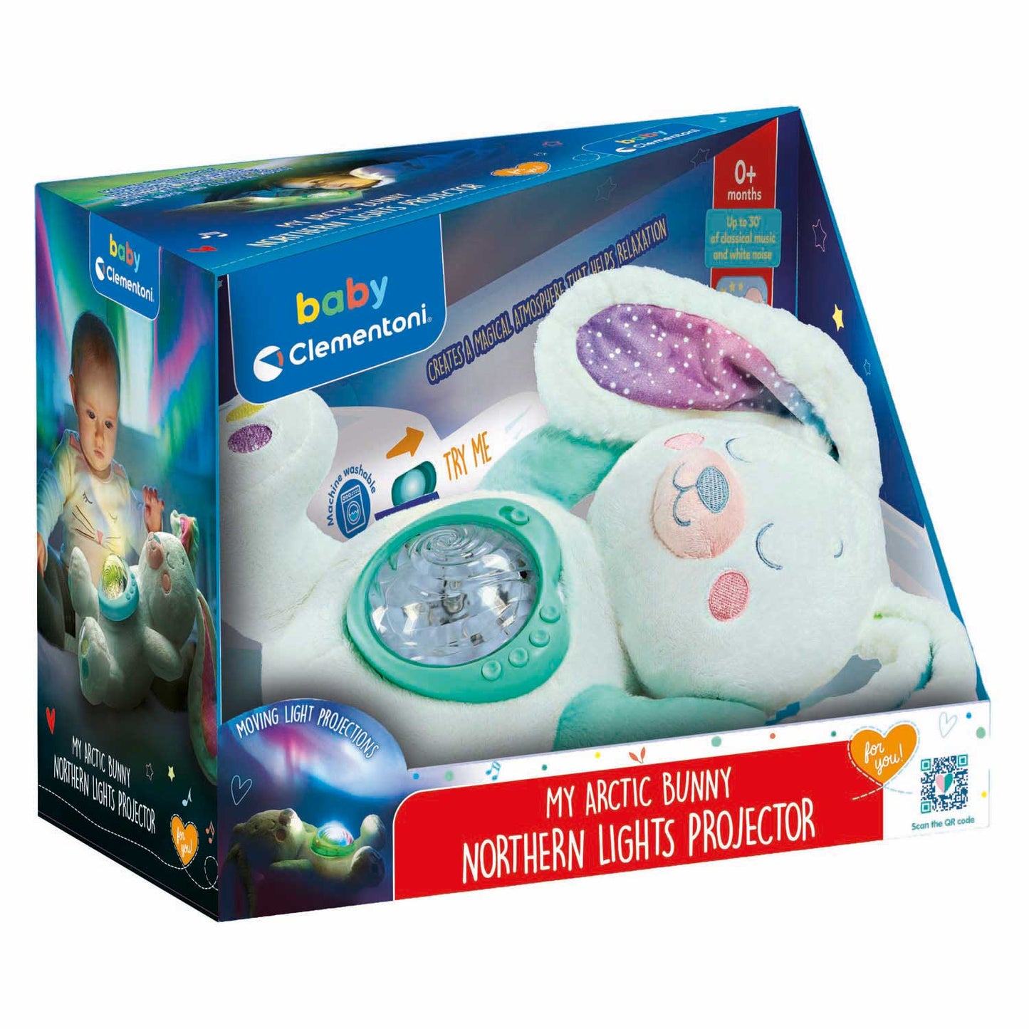 Clementoni Baby-Kaninchen-Kuscheltier, interaktives Nordlicht