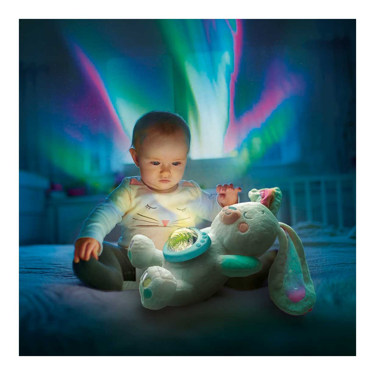 Clementoni Baby-Kaninchen-Kuscheltier, interaktives Nordlicht