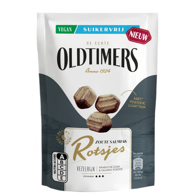 Oldtimer - Lakritze - salzige Salmiak-Steine zuckerfrei - 12 Beutel - 100 Gramm