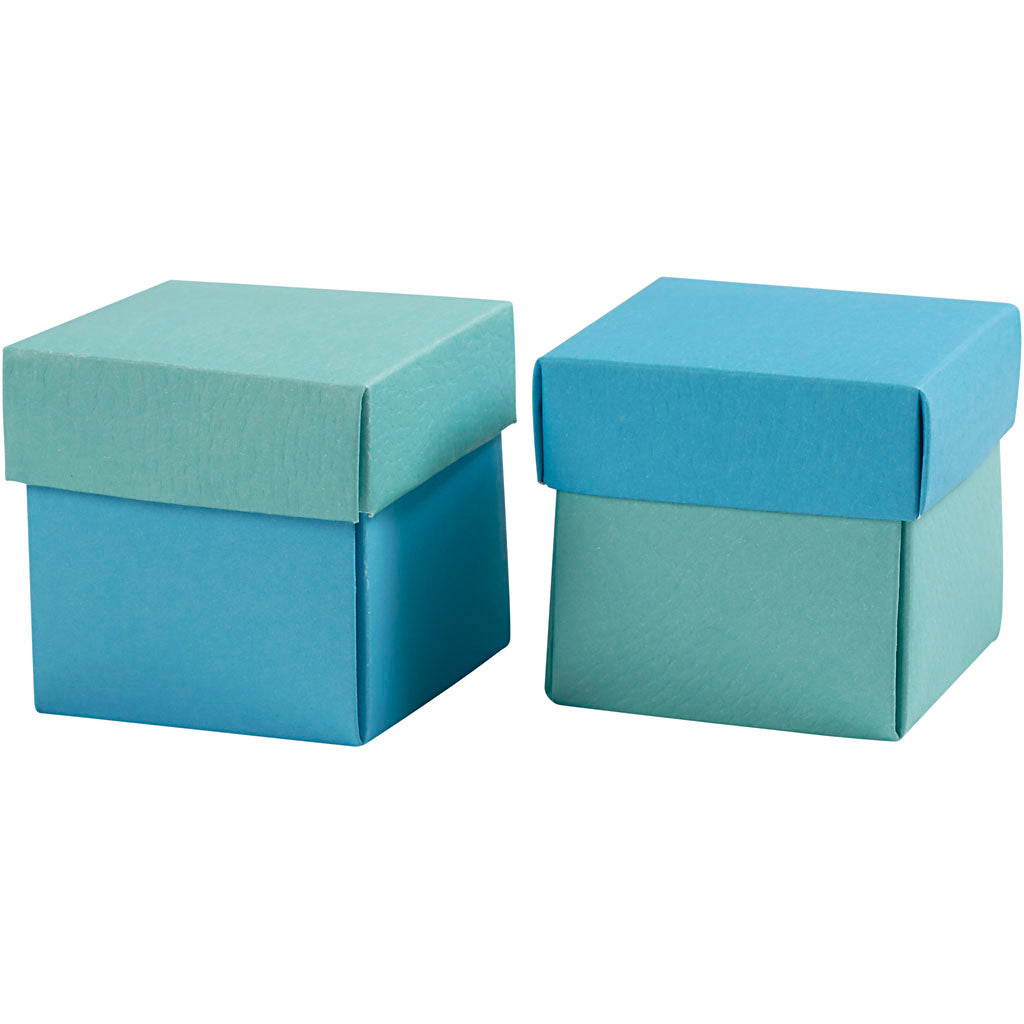 Creativ Company Faltschachtel, Größe 5,5x5,5 cm, 250 g, helltürkis dunkeltürkis, 10 Stück 1 Box