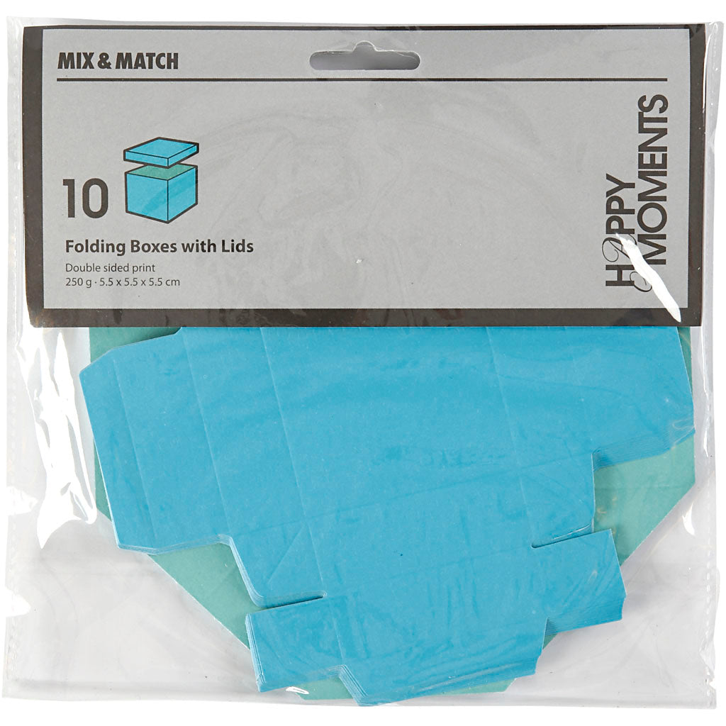 Creativ Company Faltschachtel, Größe 5,5x5,5 cm, 250 g, helltürkis dunkeltürkis, 10 Stück 1 Box