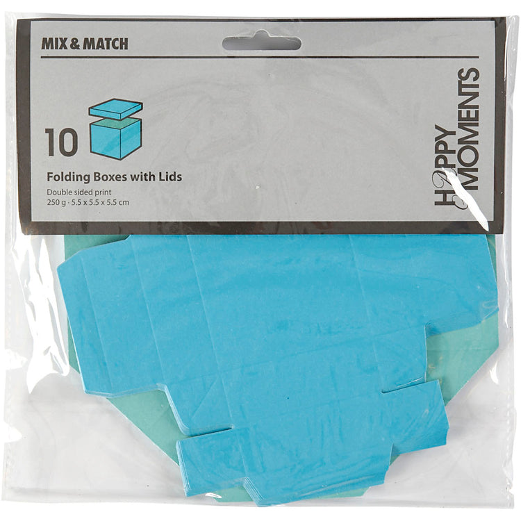 Creativ Company Faltschachtel, Größe 5,5x5,5 cm, 250 g, helltürkis dunkeltürkis, 10 Stück 1 Box