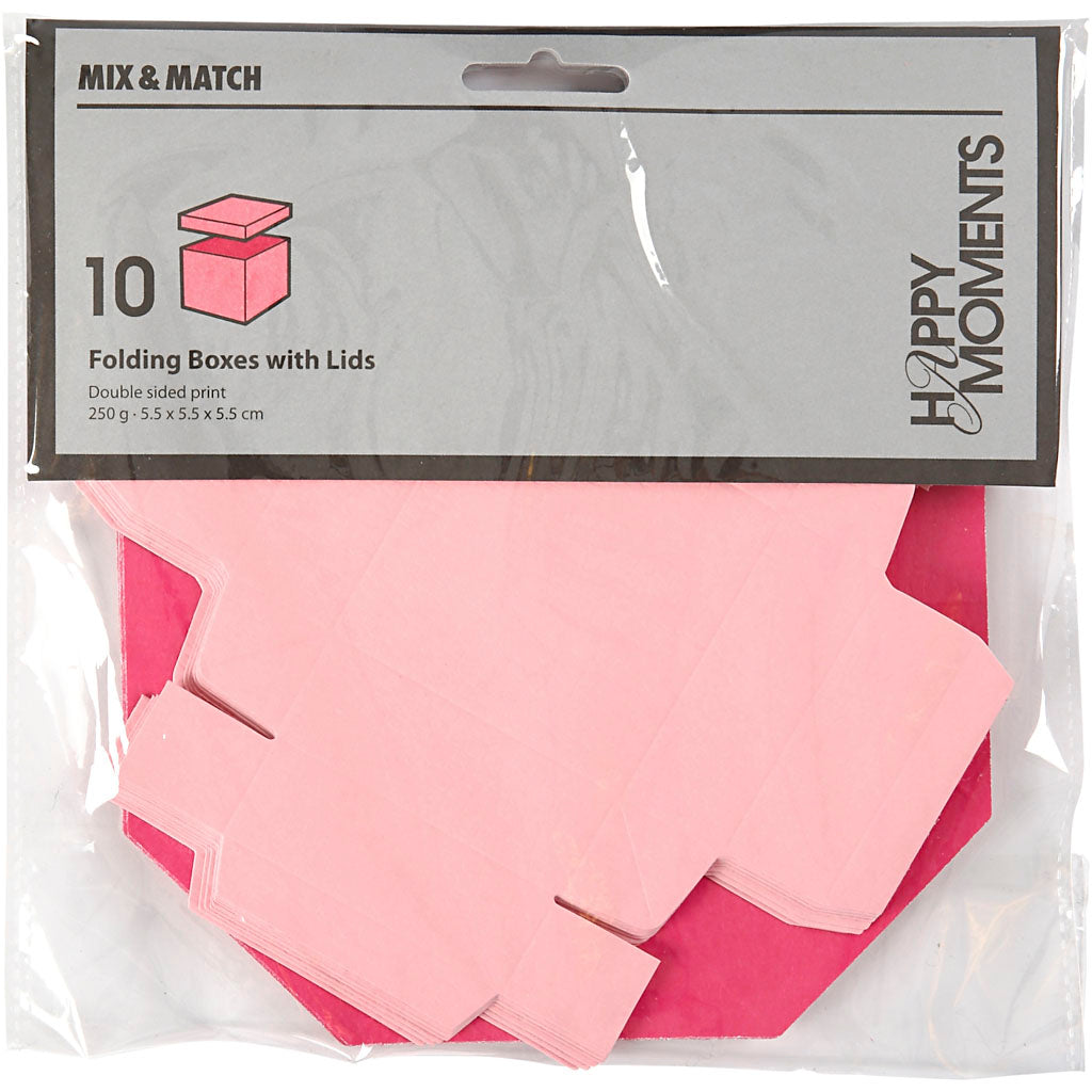 Creativ Company Faltschachtel, Größe 5,5x5,5 cm, 250 g, rosa, 10 Stück 1 Karton