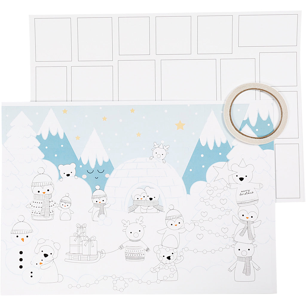Creativ Company Weihnachtskalender, Größe 30x42 cm, weiß, 3 Stück 1 Box