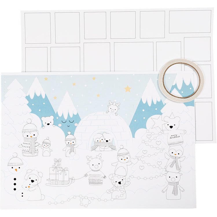 Creativ Company Weihnachtskalender, Größe 30x42 cm, weiß, 3 Stück 1 Box