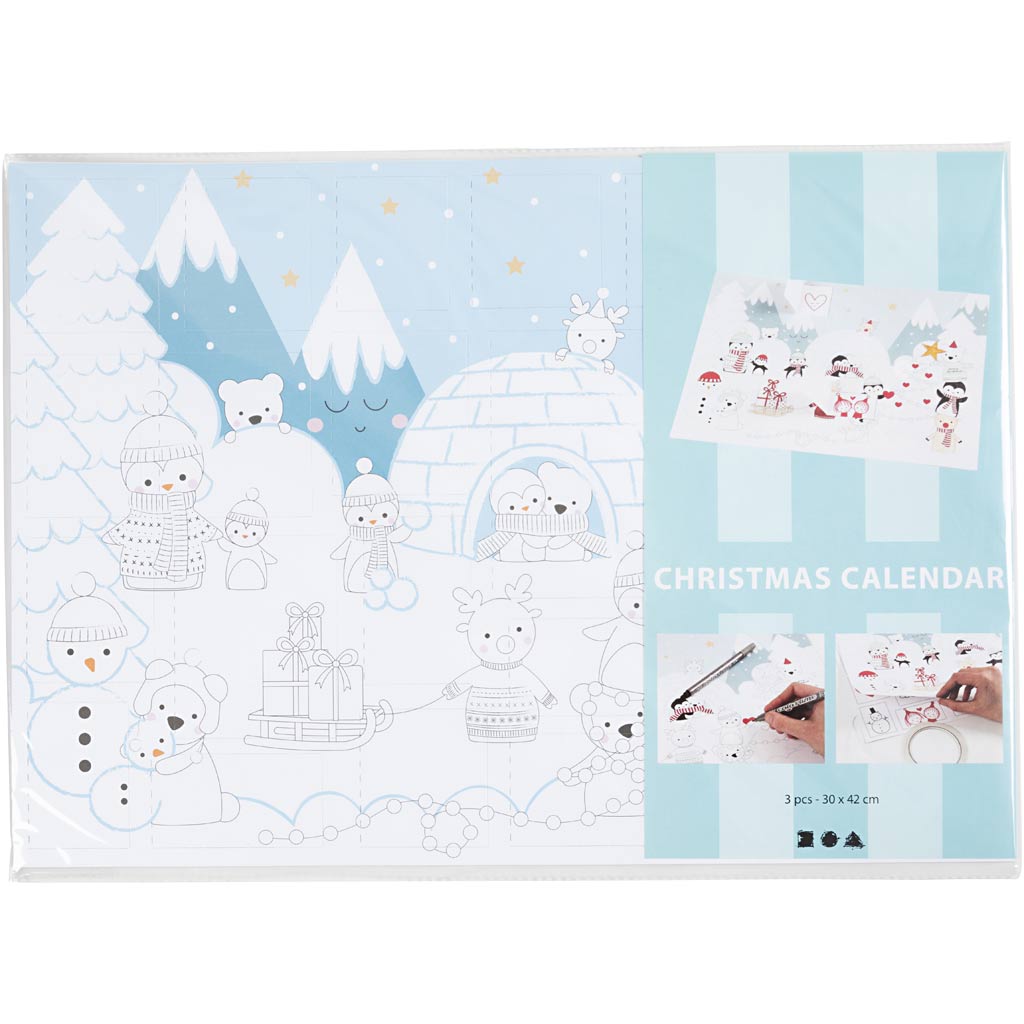 Creativ Company Weihnachtskalender, Größe 30x42 cm, 30 Stück 1 Box