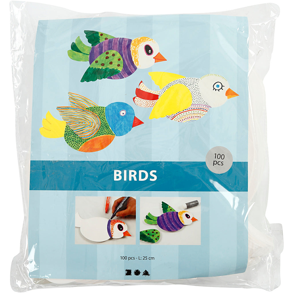 Creativ Company Vogel, L: 25 cm, 400 g, weiß, 100 Set 1 Box