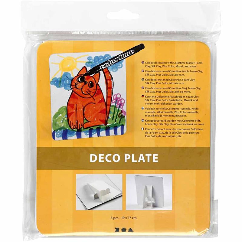 Creativ Company Dekoteller, Größe 17x19 cm, Stärke 2 mm, weiß, 5 Stück 1 Box
