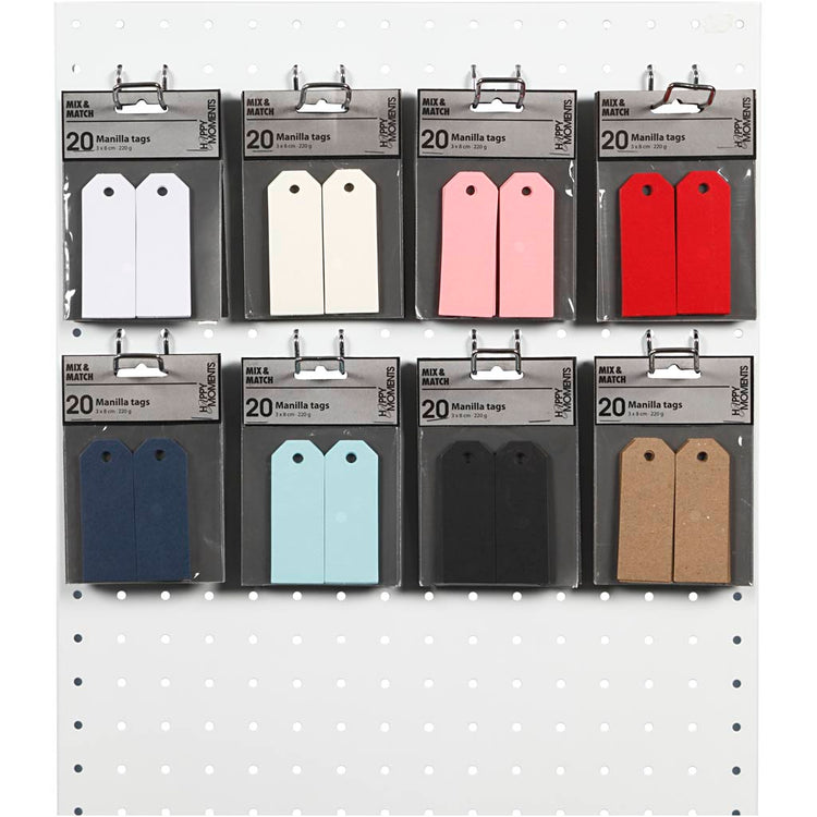 Creativ Company Manila-Etiketten, Größe 3x8 cm, 220 g, verschiedene Farben, 8x10 Box 1 Box