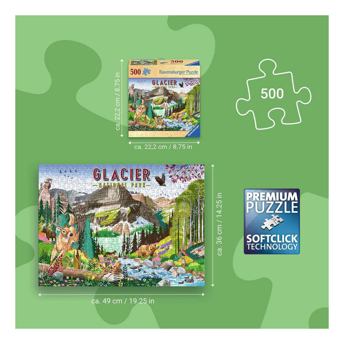 Ravensburger Puzzle Gletscher-Nationalpark - 500 Teile.