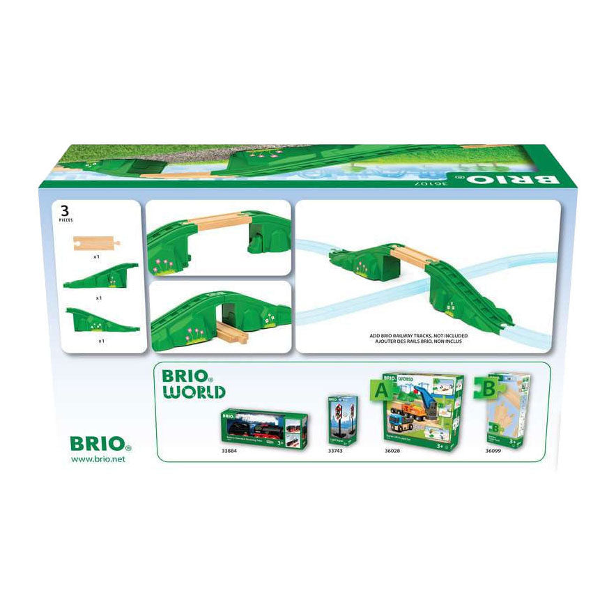 Brio Weltbogenbrücke – klassisches Zugzubehör – 3-teiliges Set