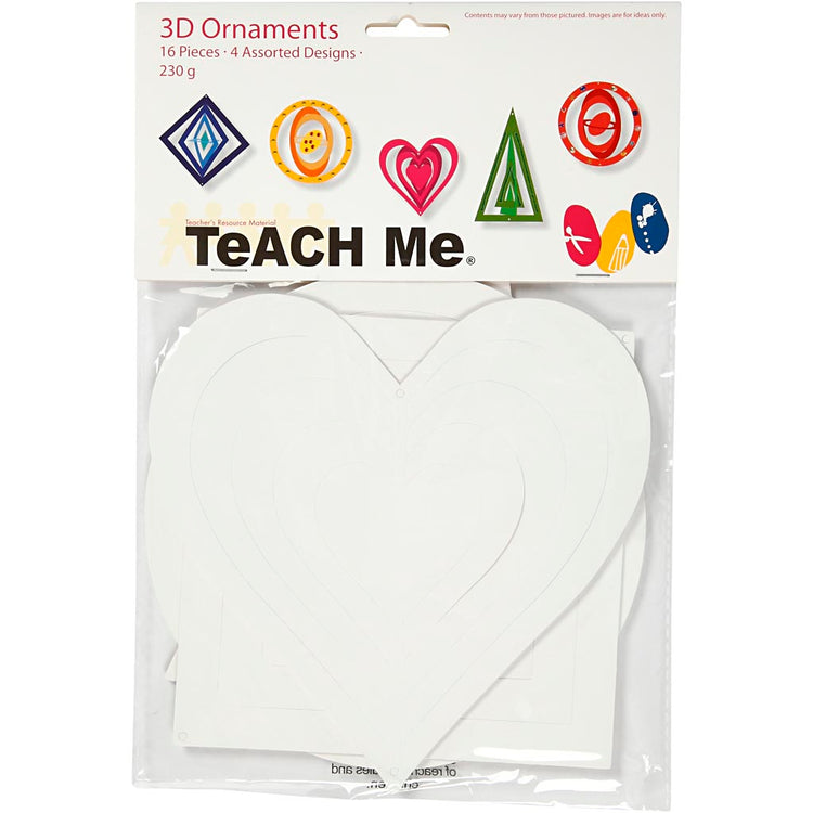 Creativ Company 3D-Ornamente, H: 18+22+24 cm, B: 15+18+22 cm, 230 g, weiß, 16 Stück 1 Box