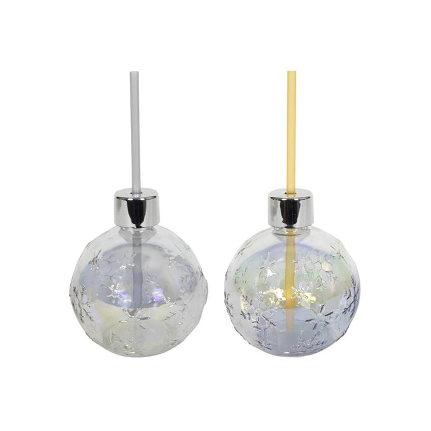 Svenska Living Cup Weihnachtskugel mit Strohhalm silber gold