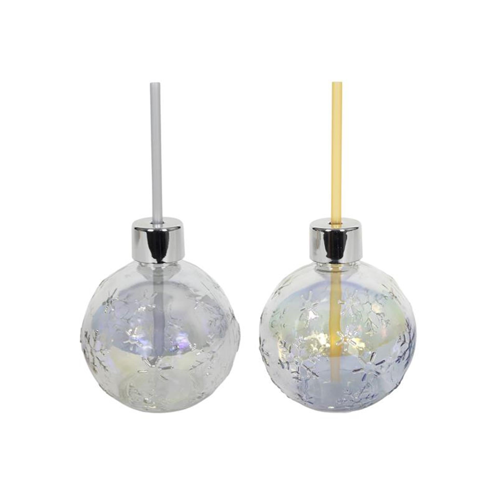 Svenska Living Cup Weihnachtskugel mit Strohhalm silber gold