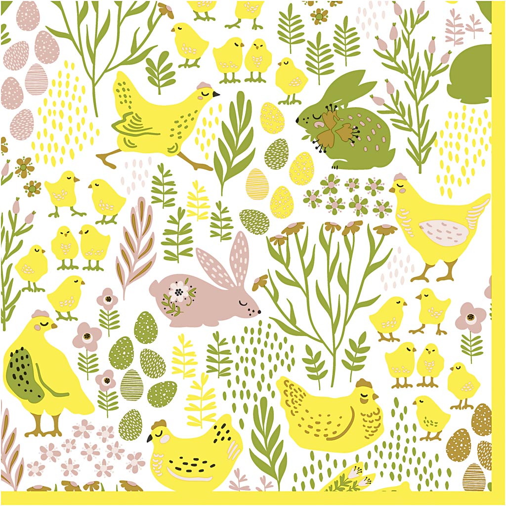 Creativ Company Servietten, Ostern, Größe 33x33 cm, 20 Stück, 1 Box