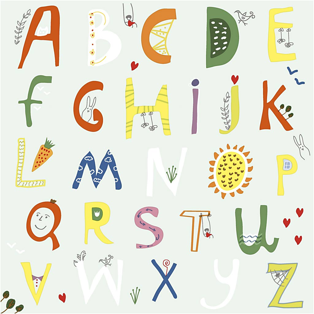 Creativ Company Servietten, Alphabet, Größe 33x33 cm, 20 Stück, 1 Box