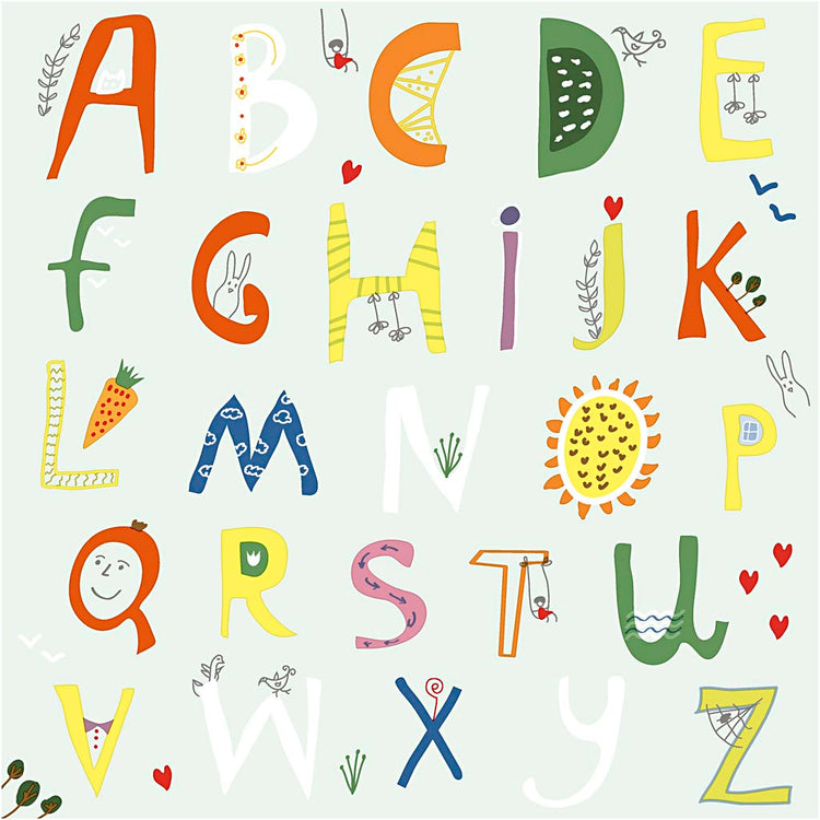 Creativ Company Servietten, Alphabet, Größe 33x33 cm, 20 Stück, 1 Box