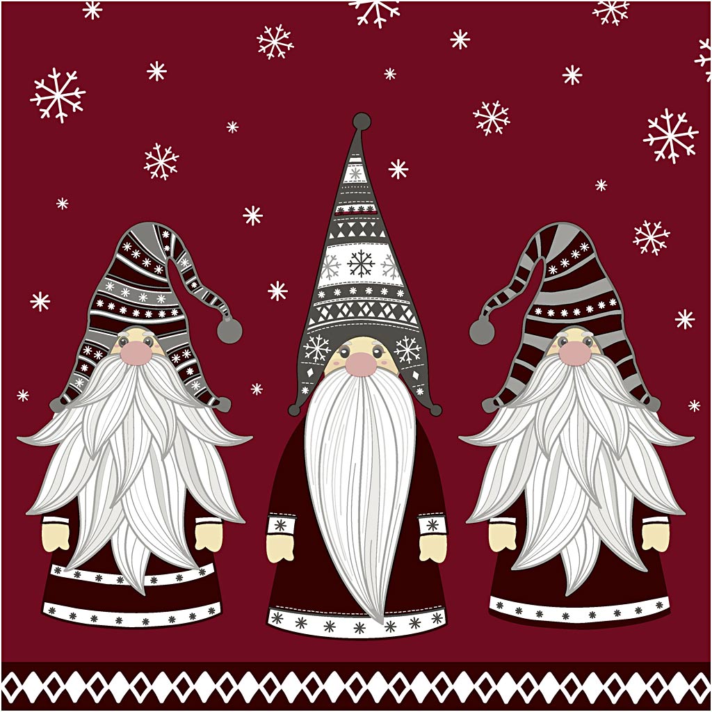 Creativ Company Servietten, Zwerge, Größe 33x33 cm, 20 Stück, 1 Box