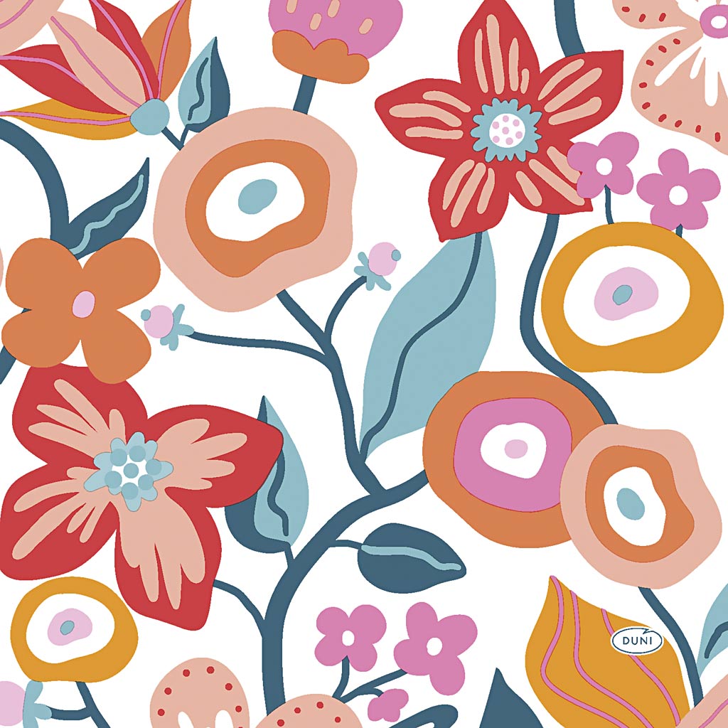 Creativ Company Servietten, Blumen, Größe 33x33 cm, 20 Stück, 1 Box