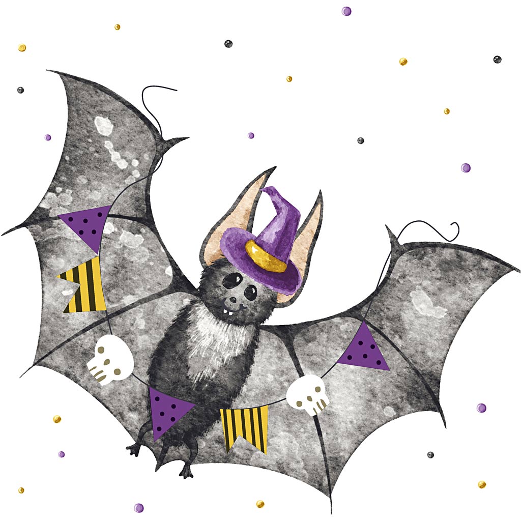 Servietten, Fledermaus, Größe 33x33 cm, 20 Stück, 1 Box