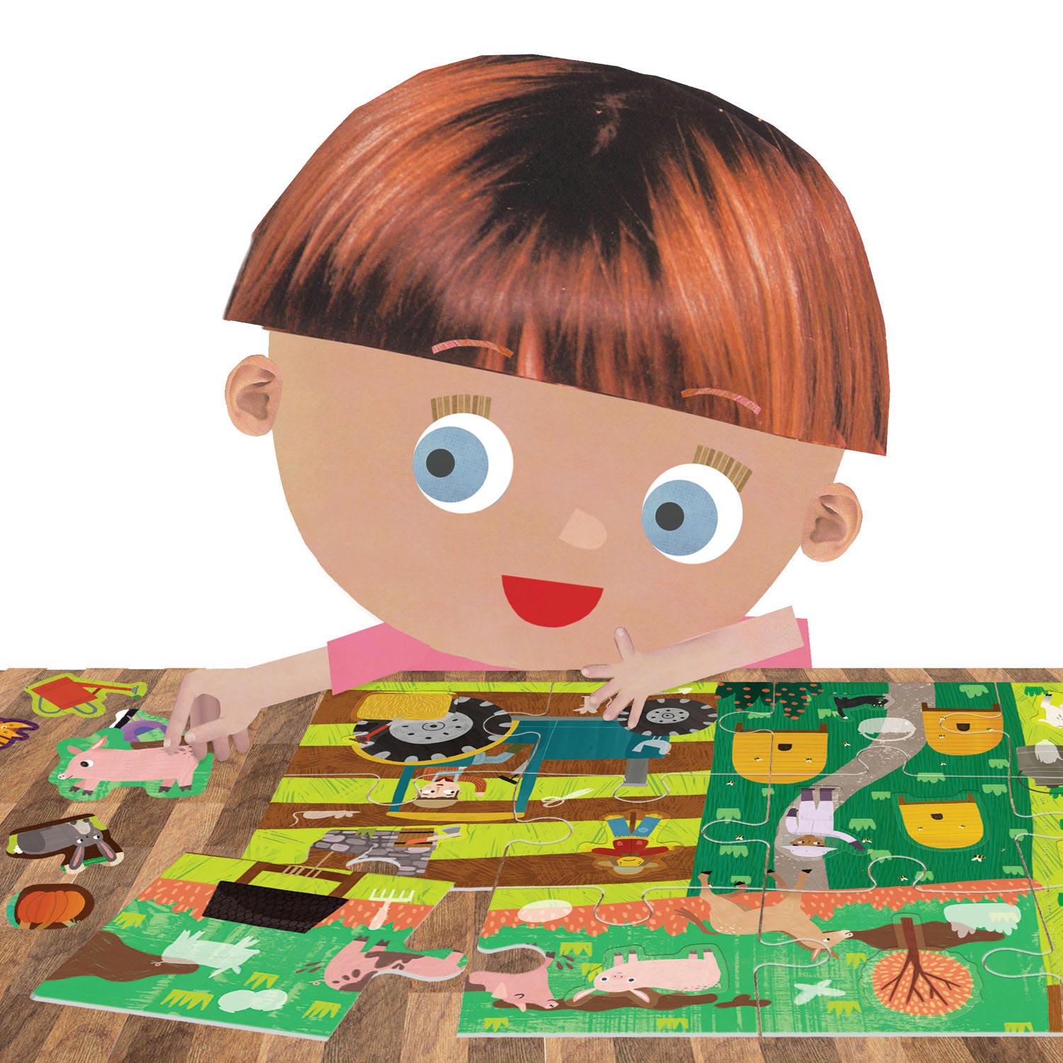 Headu Jigsaw Puzzle Farm mit wiederverwendbaren Aufklebern