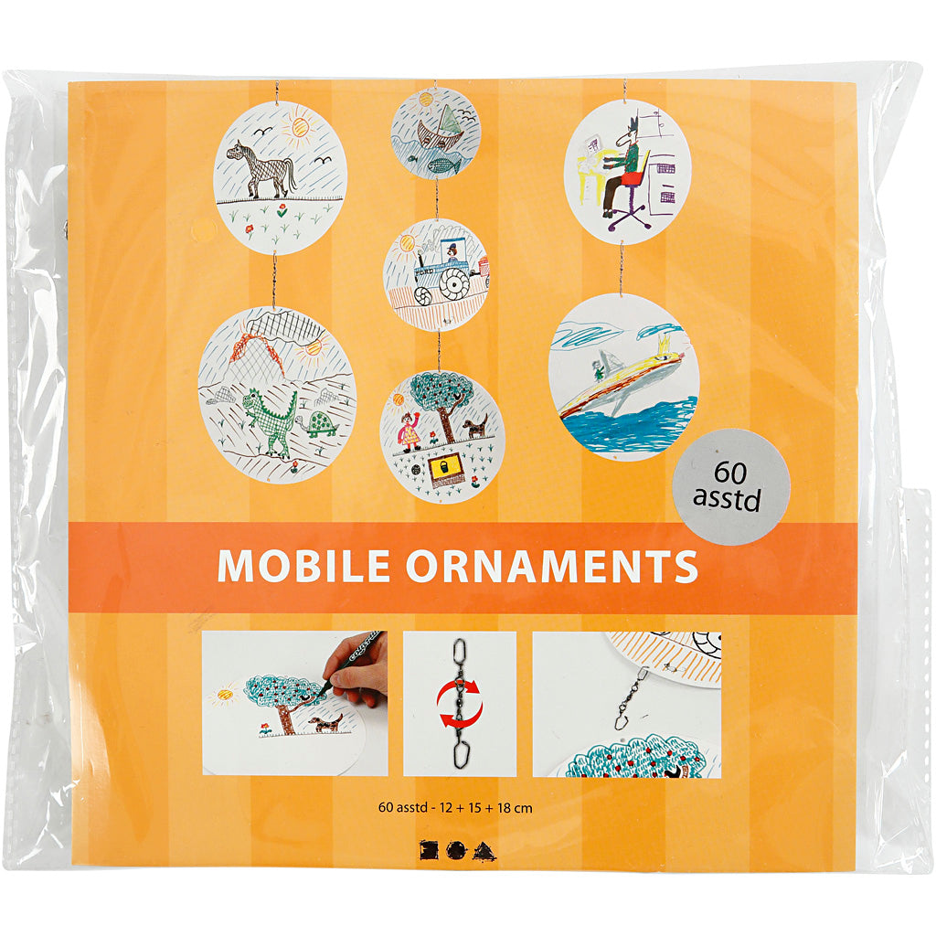 Blanko-Mobiles der Firma Creativ, D 12+15+18 cm, 300 gr, 20er Set 1 Box