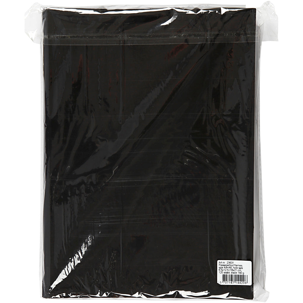 Creativ Company Passepartoutrahmen, Größe A4+A6, 180 gr, schwarz, 2x60 Stück 1 Karton