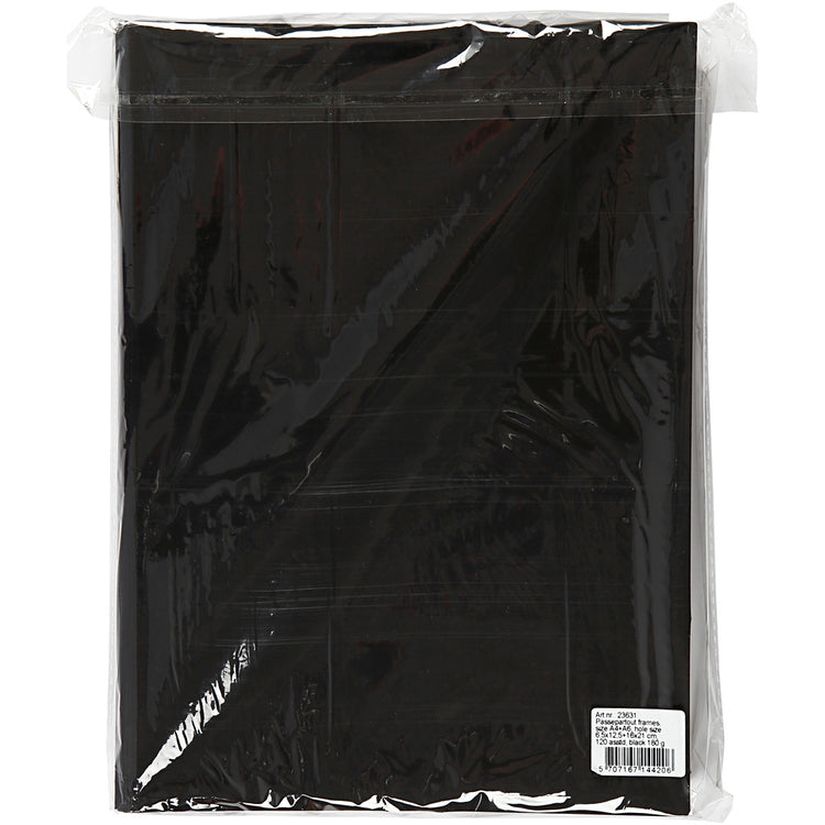 Creativ Company Passepartoutrahmen, Größe A4+A6, 180 gr, schwarz, 2x60 Stück 1 Karton